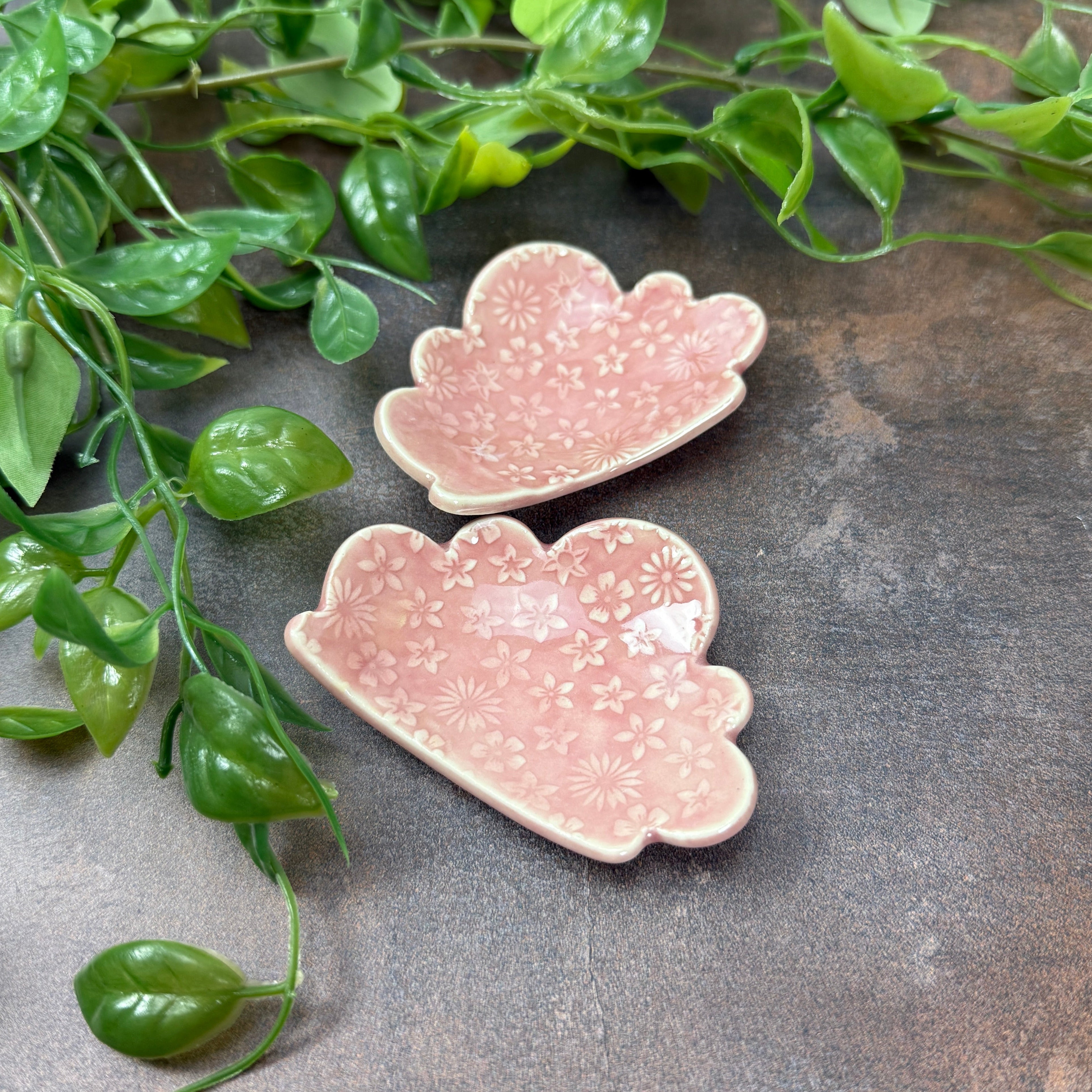 Pink Cloud Shaped Trivet with Flower Texture