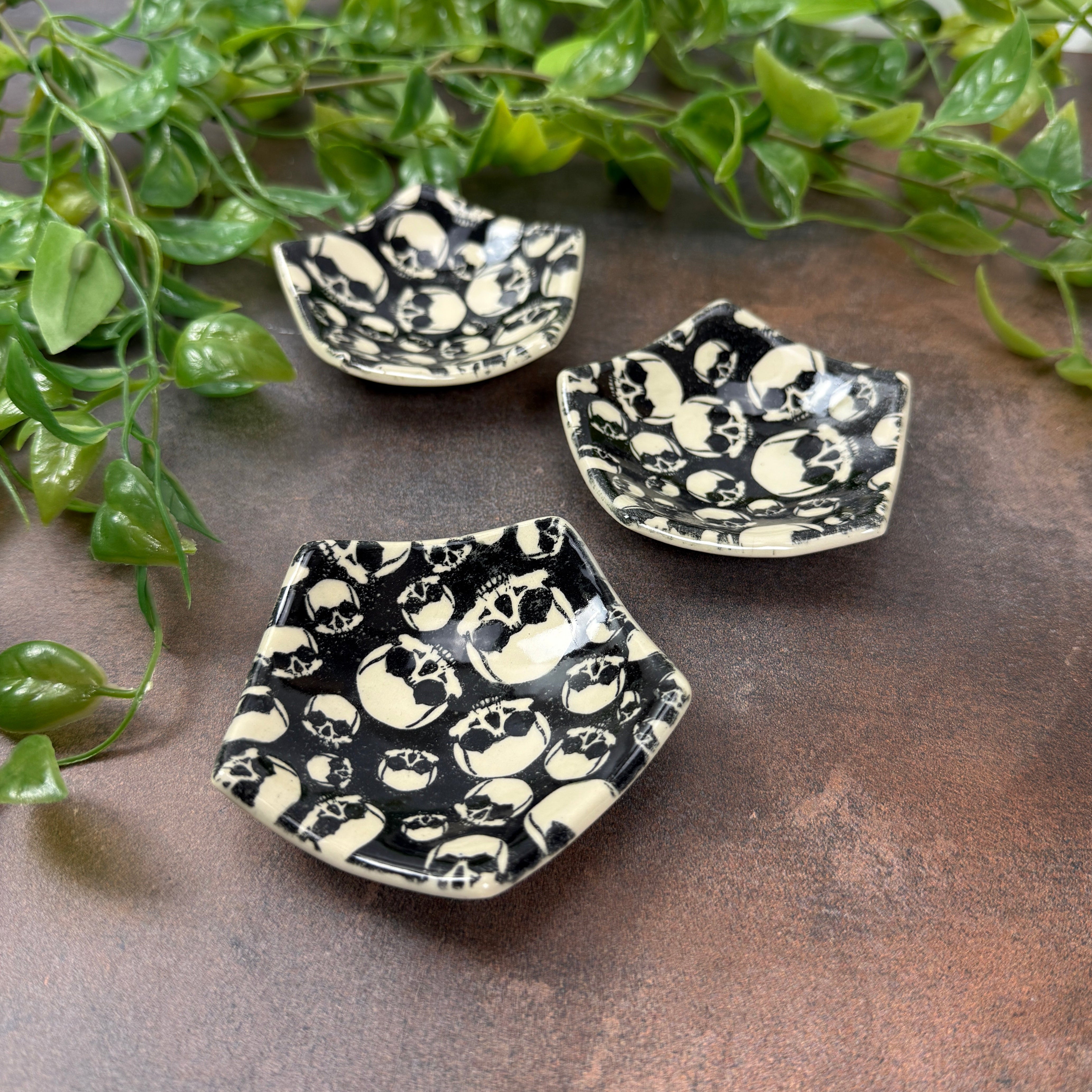 Black and White Skulls Pentagon Trivet