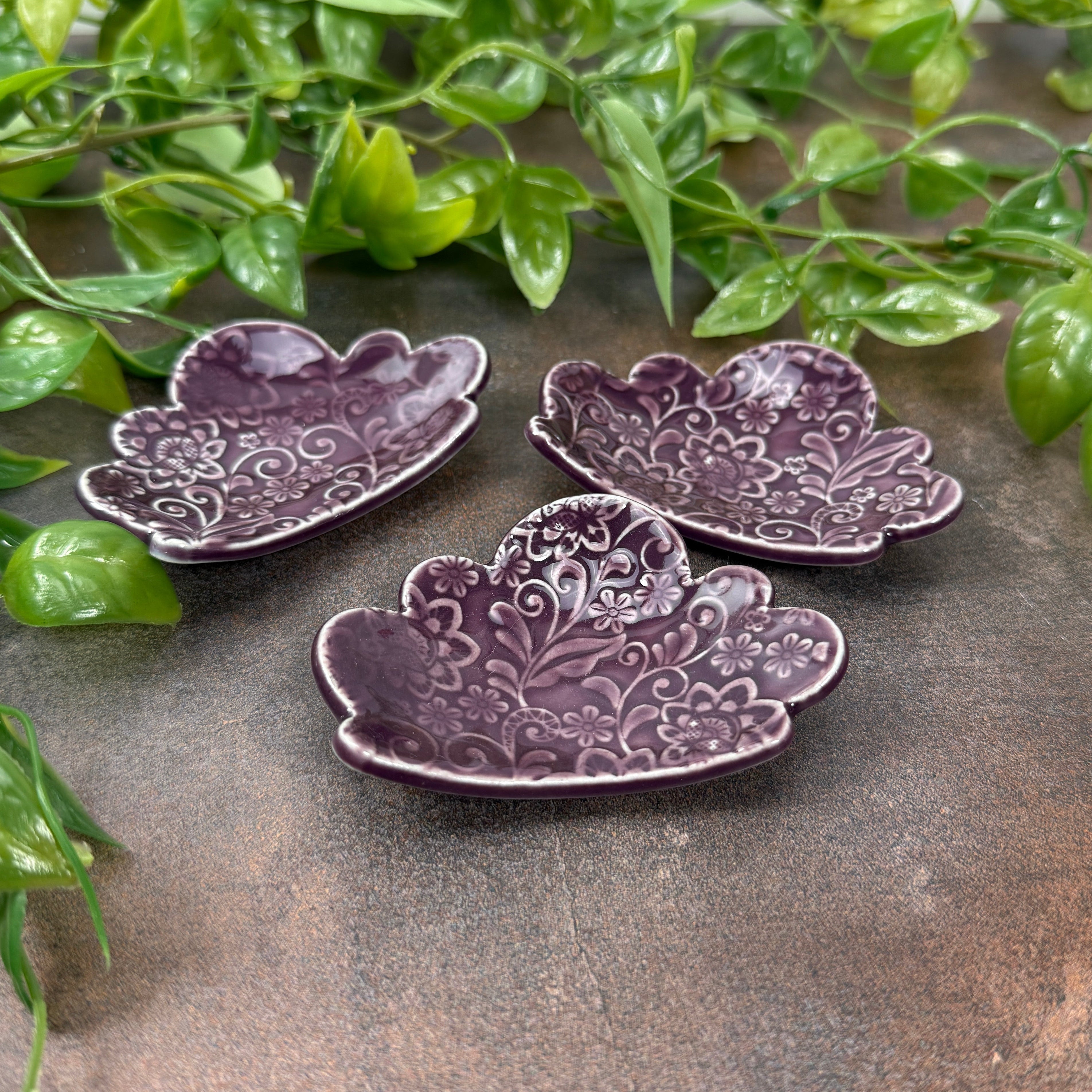 Purple Cloud Shaped Trivet with Wildflower Texture