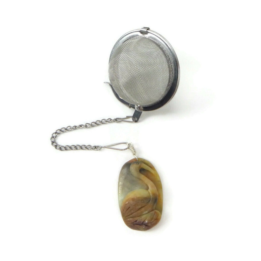 Tea Infuser with Carved Heron Charm