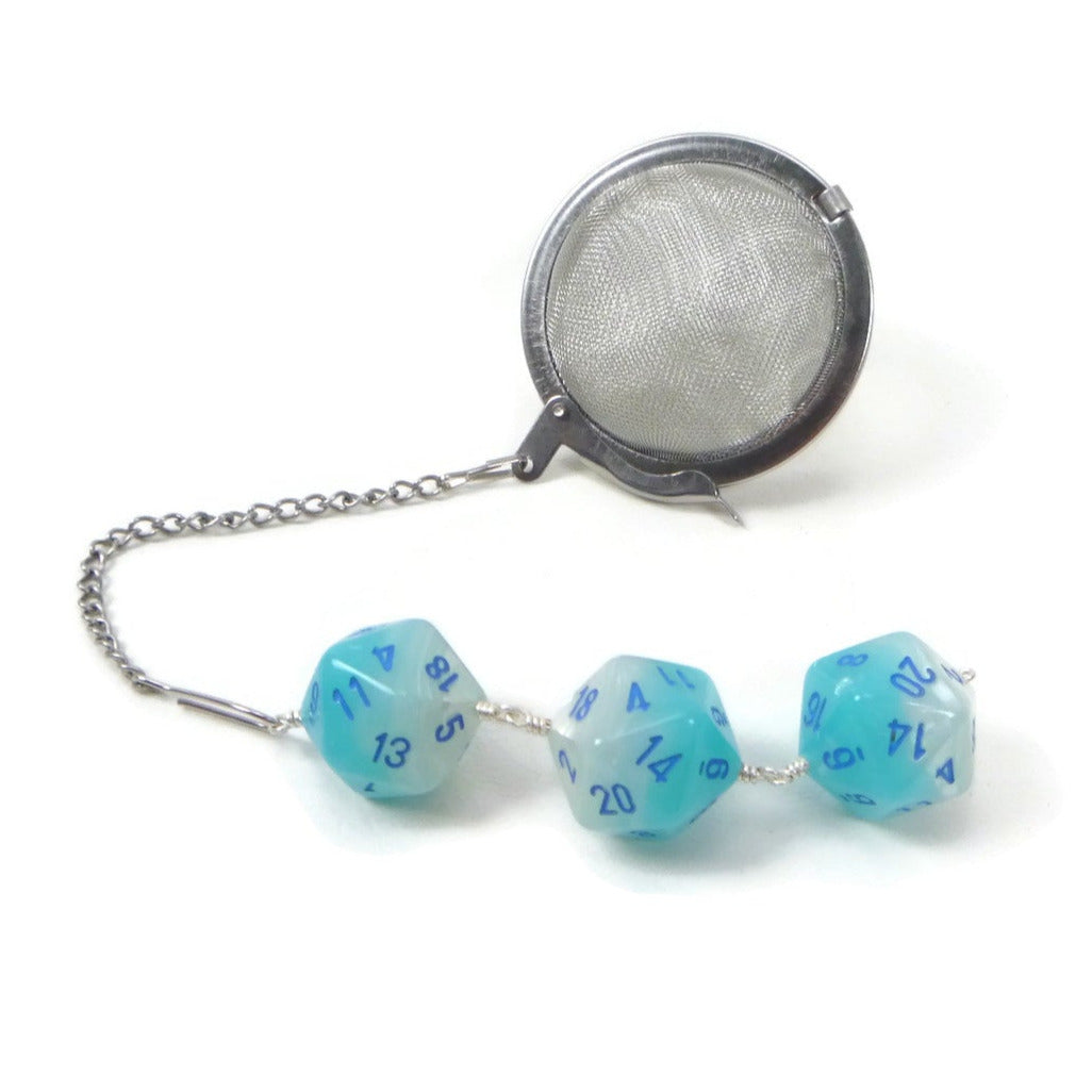 Tea Infuser with Gemini Pearl Turquoise Dice