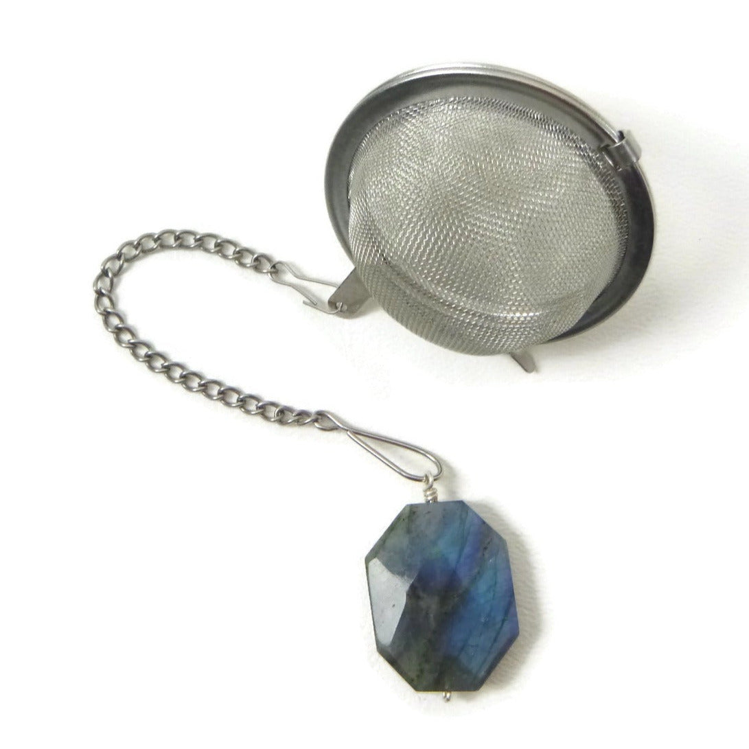 Tea Infuser with Blue Labradorite Charm