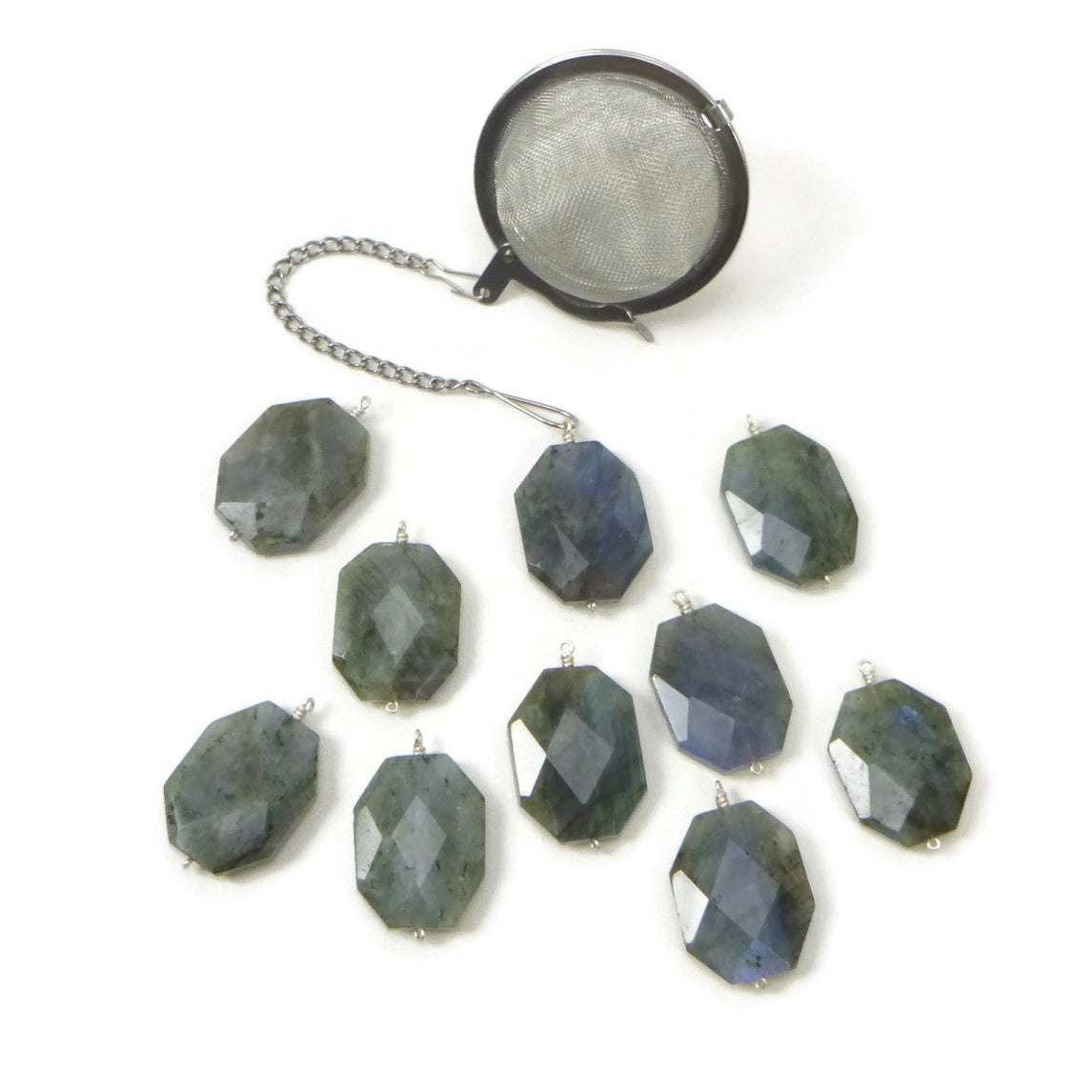 Tea Infuser with Blue Labradorite Charm