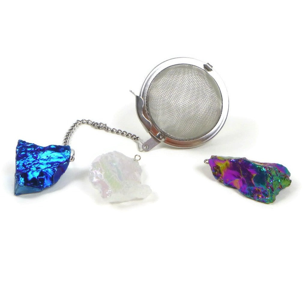 Tea Infuser with Rainbow Stone Charm - Choose Your Color