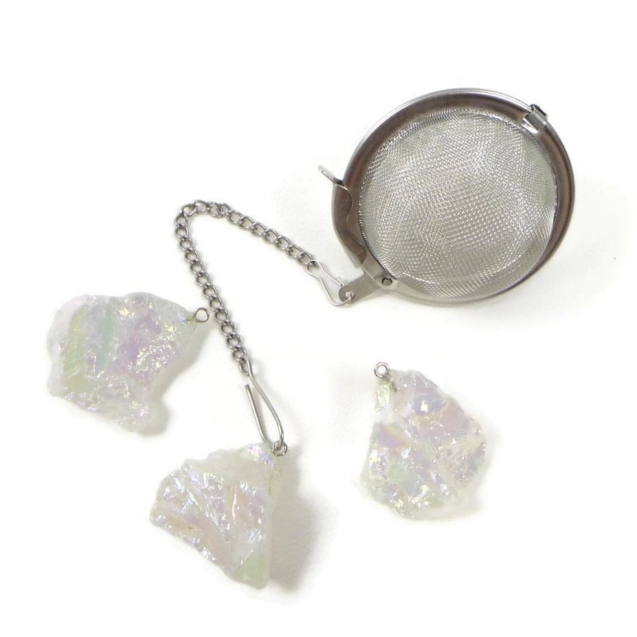 Tea Infuser with Rainbow Stone Charm - Choose Your Color