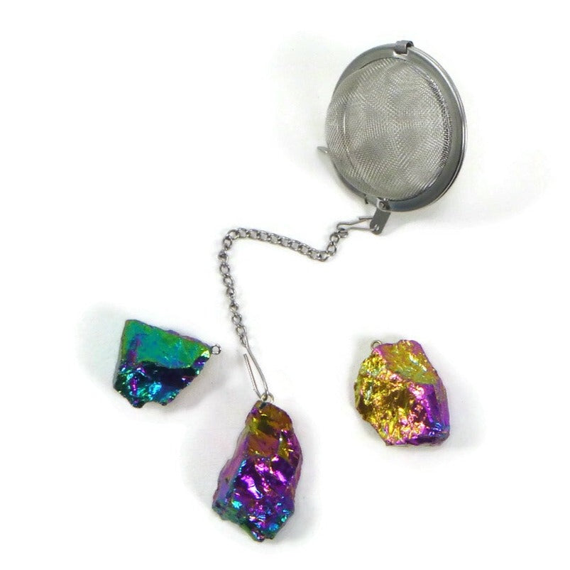 Tea Infuser with Rainbow Stone Charm - Choose Your Color