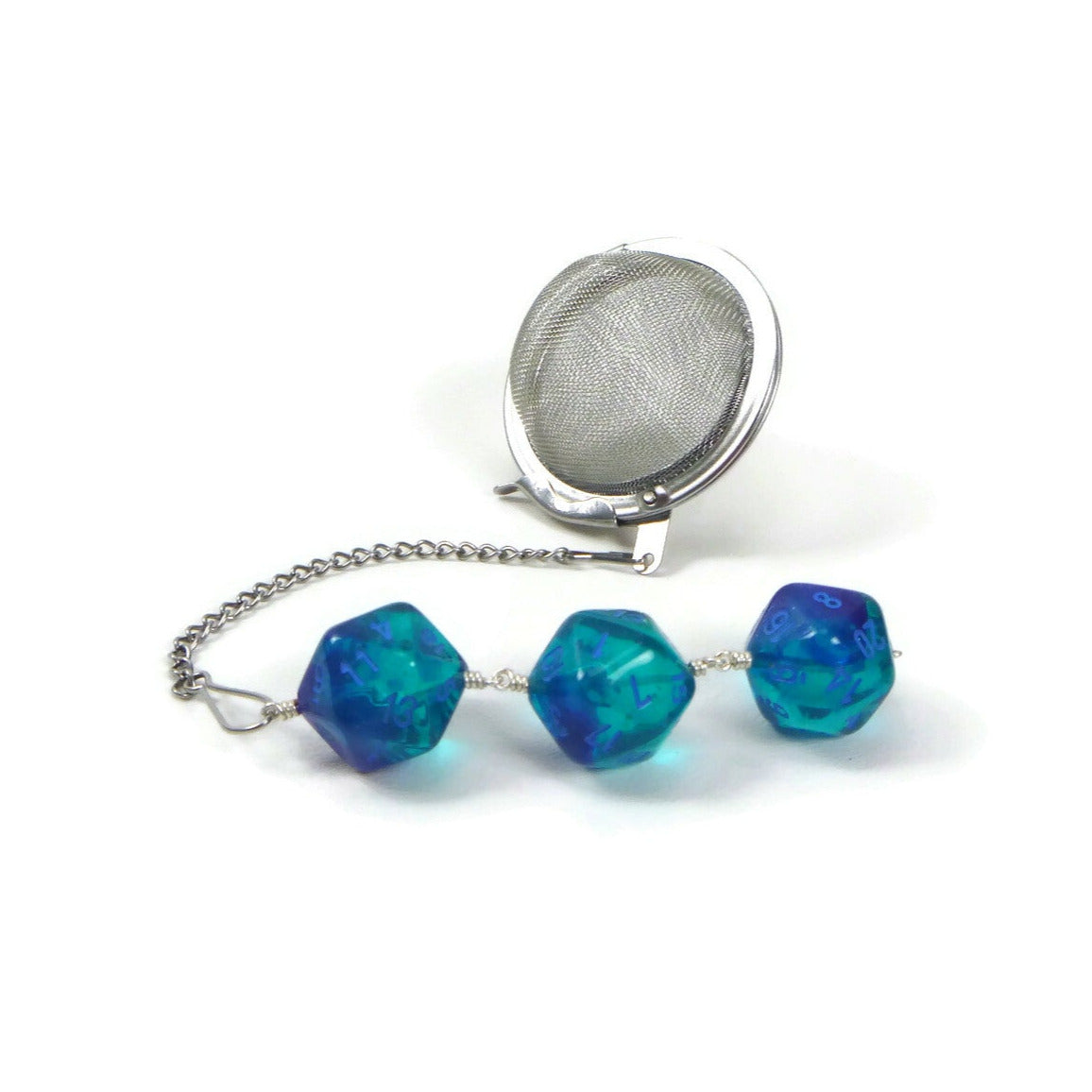 Tea Infuser with Gemini Blue Dice Trio