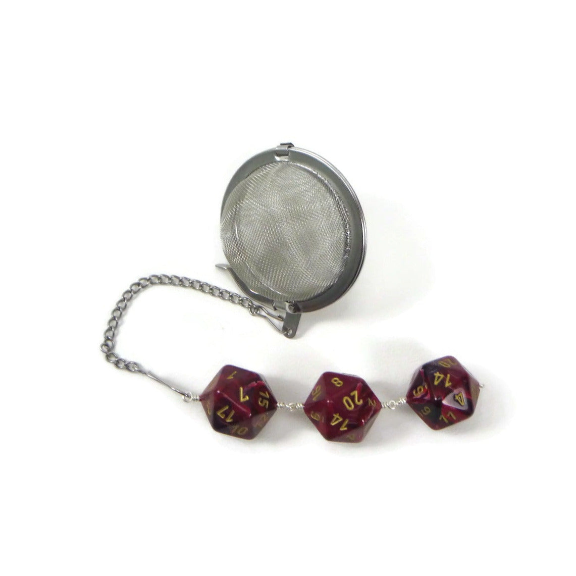 Tea Infuser with Burgundy Red Vortex Dice