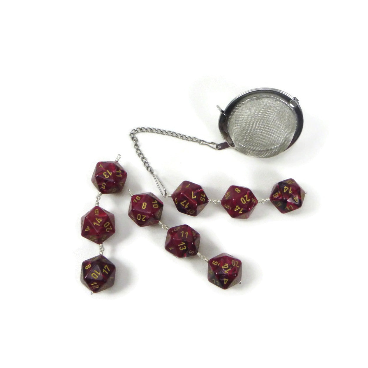 Tea Infuser with Burgundy Red Vortex Dice