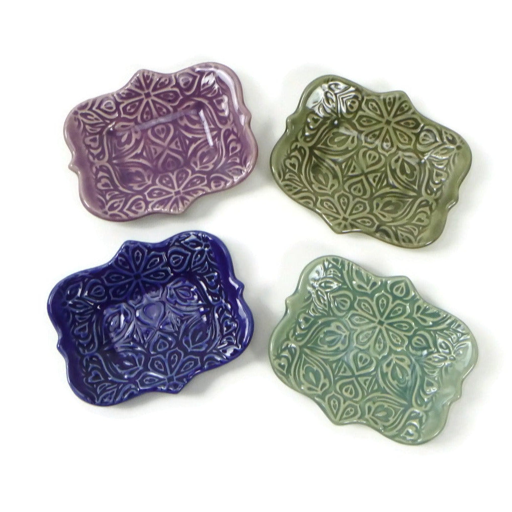 Large Scalloped Trivet with Forest Patterning (Choose your Color!)