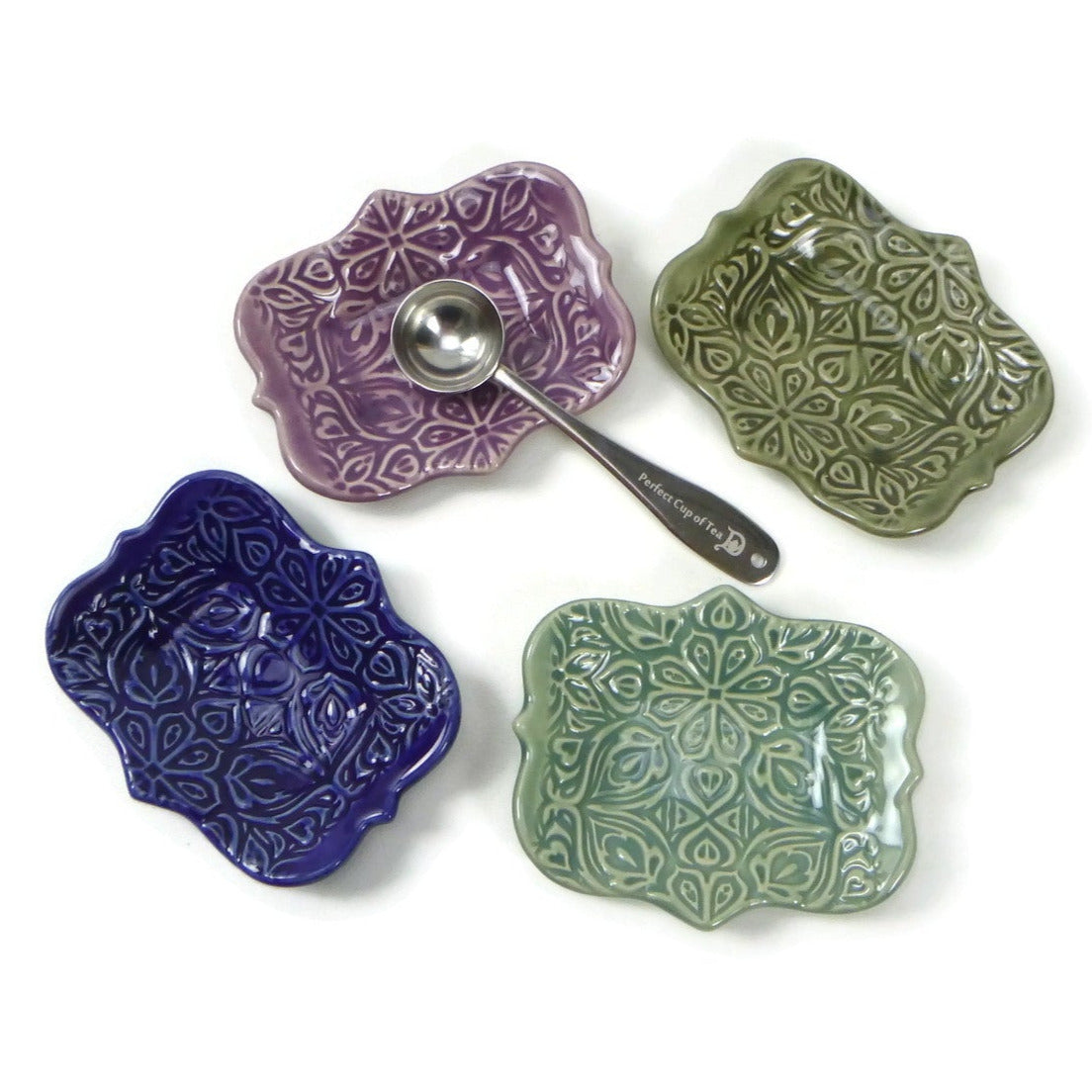 Large Scalloped Trivet with Forest Patterning (Choose your Color!)