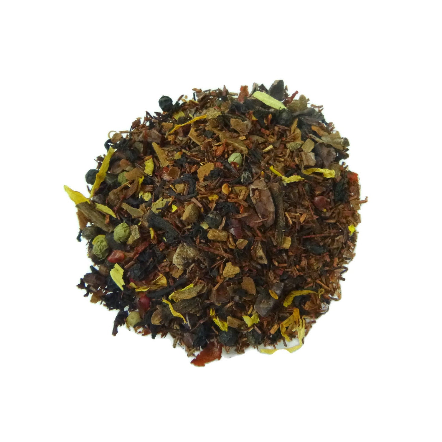 Loose leaf tea blend on a white background