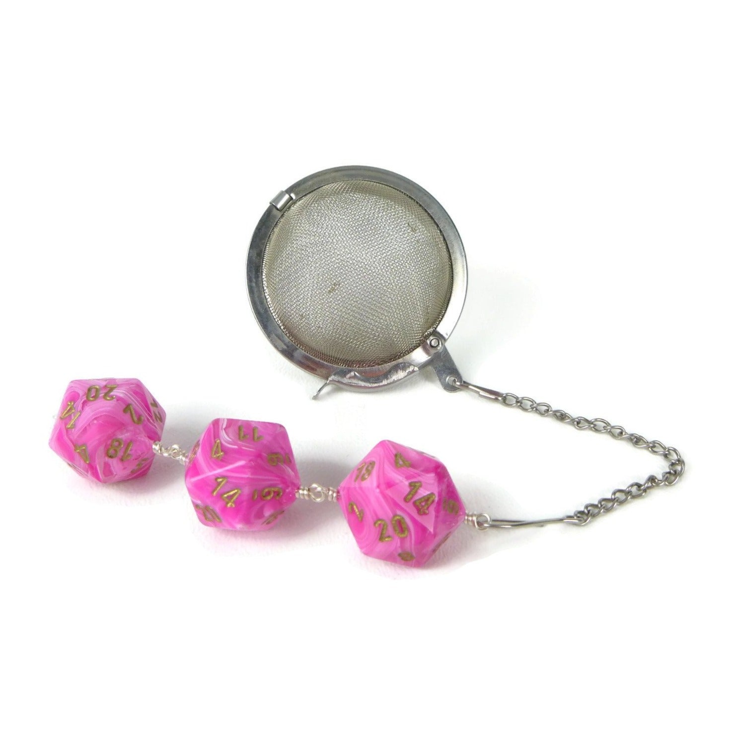 Tea Infuser with Swirled Pink Dice Trio