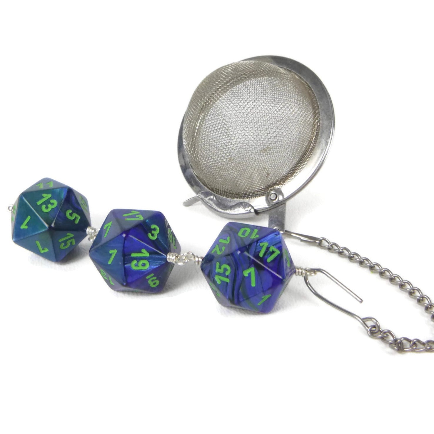 Tea Infuser with Pearl Royal Blue Dice Trio