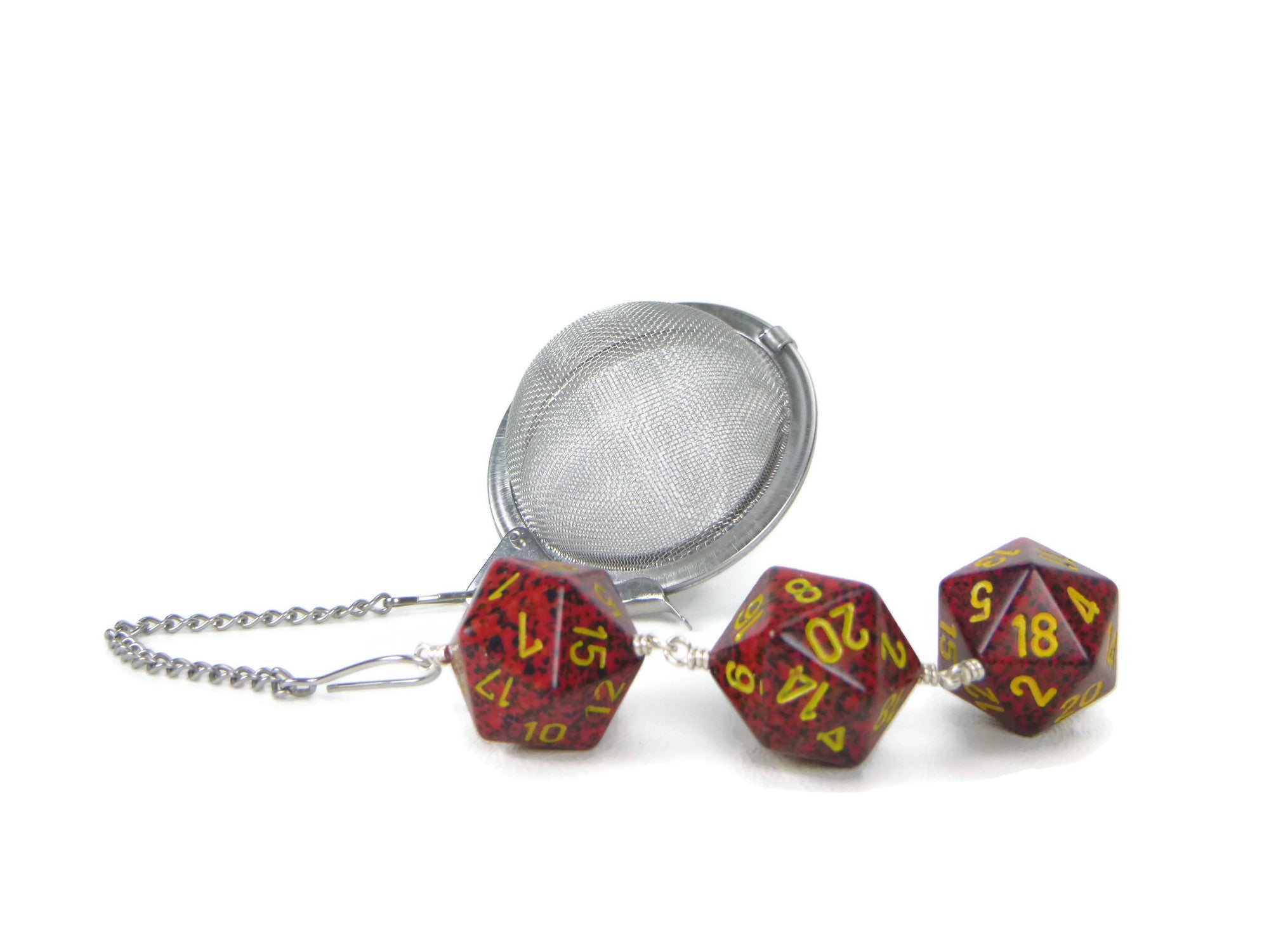 Tea Infuser with Red Speckled Dice Trio