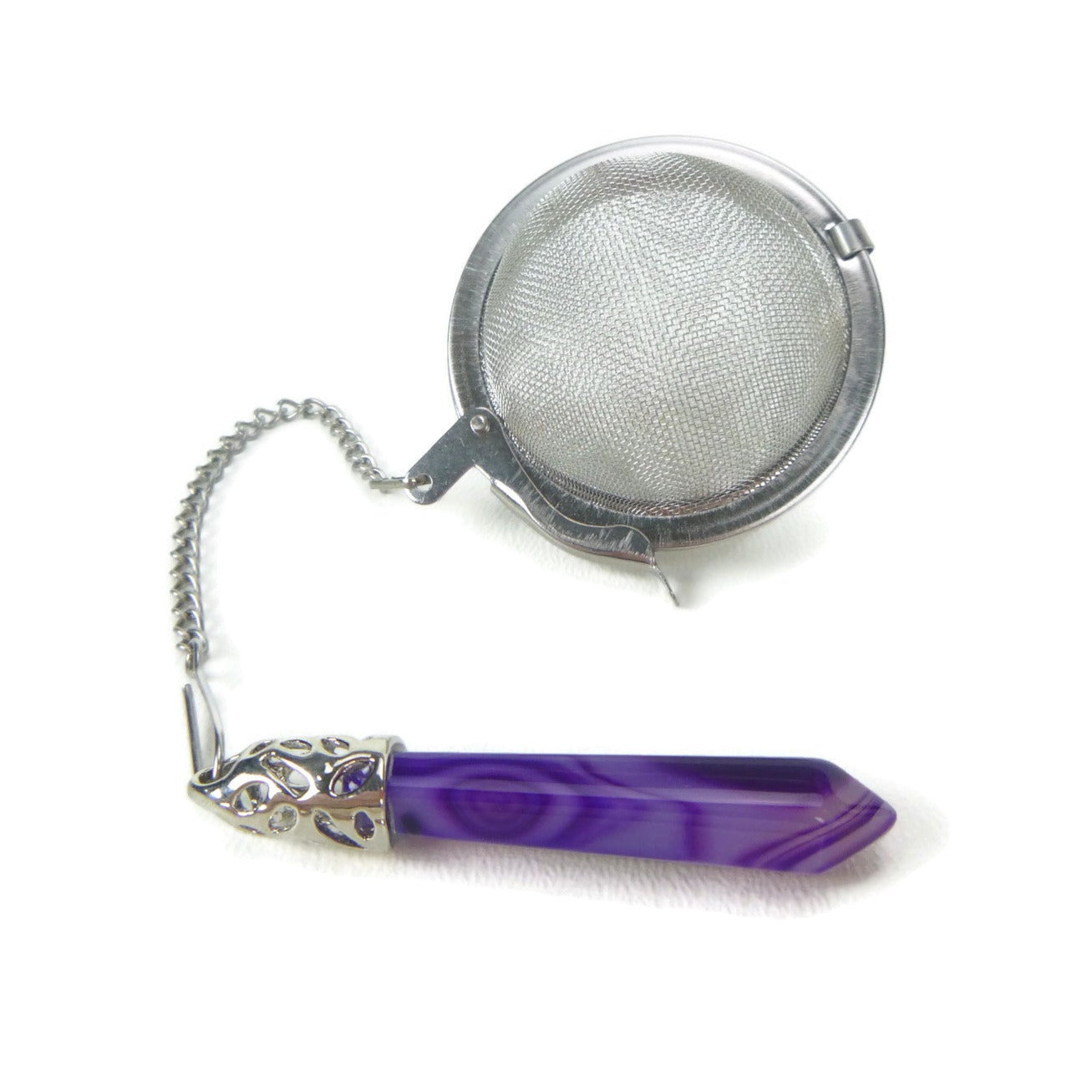 Tea Infuser with Crystal Point Charm (pick your stone!)