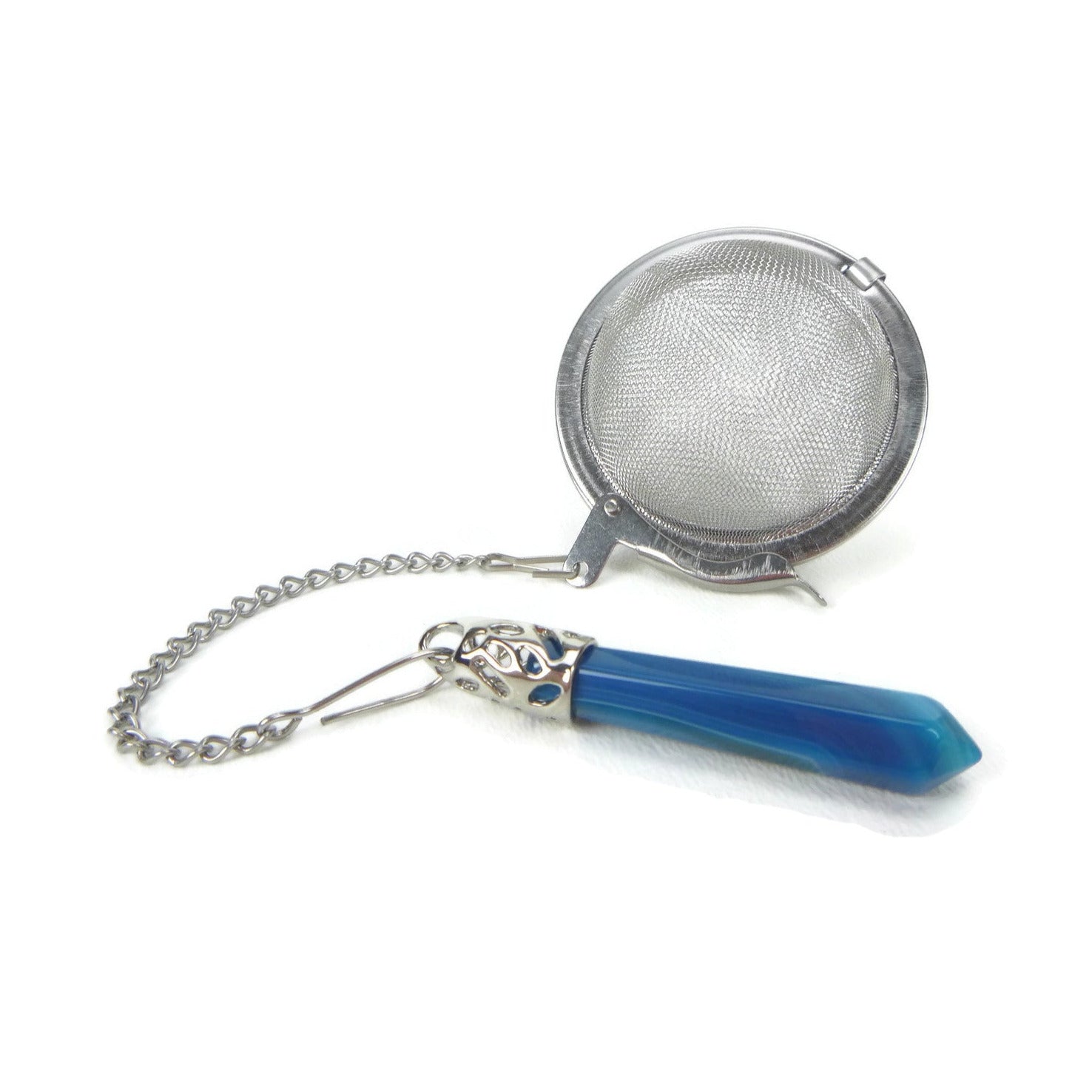 Tea Infuser with Crystal Point Charm (pick your stone!)