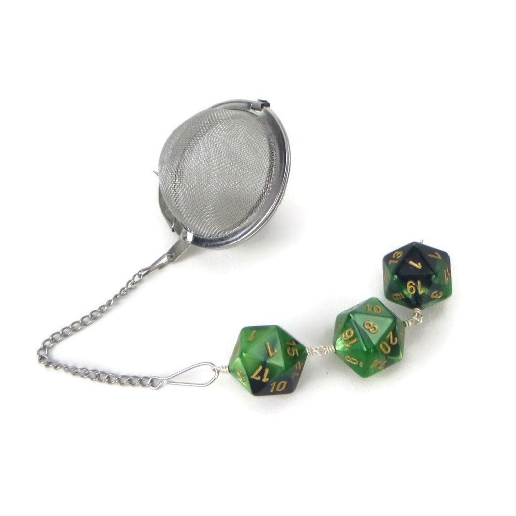 Tea Infuser with Green and Black Dice Trio