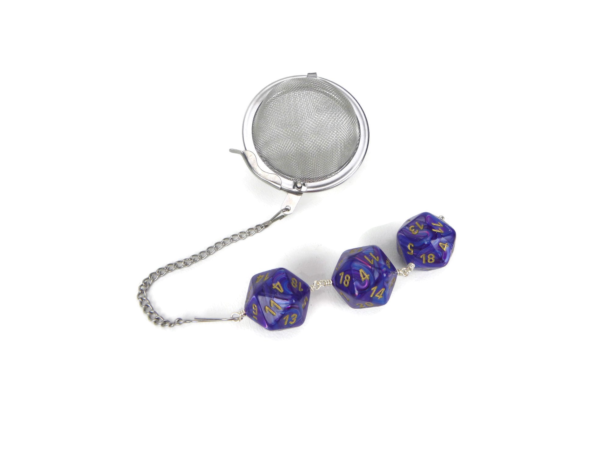 Tea Infuser with Swirled Royal Blue Dice Trio