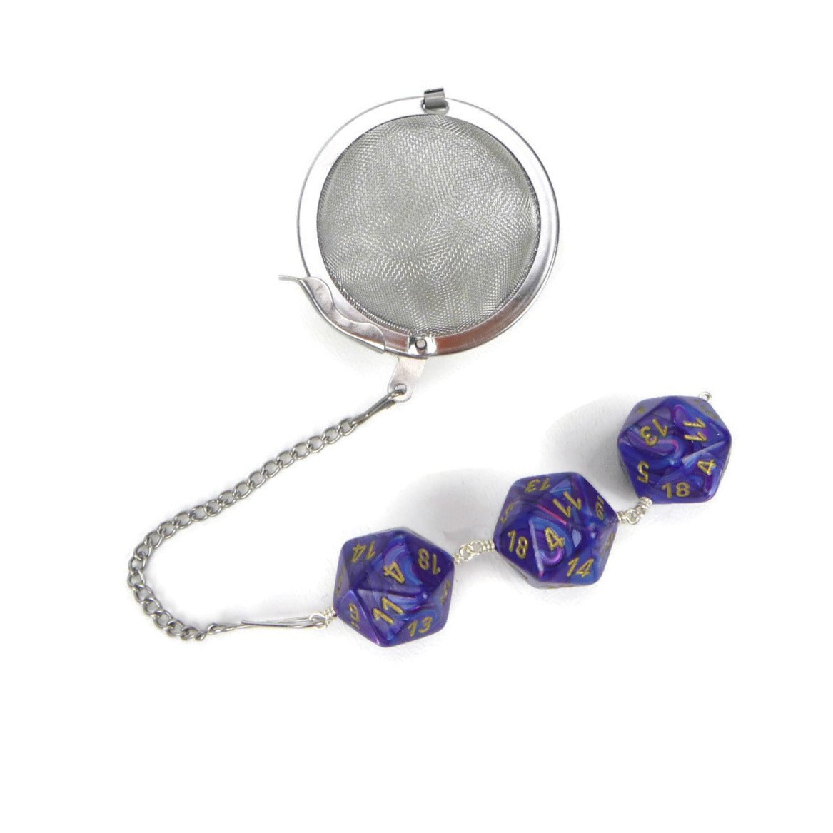 Tea Infuser with Swirled Royal Blue Dice Trio