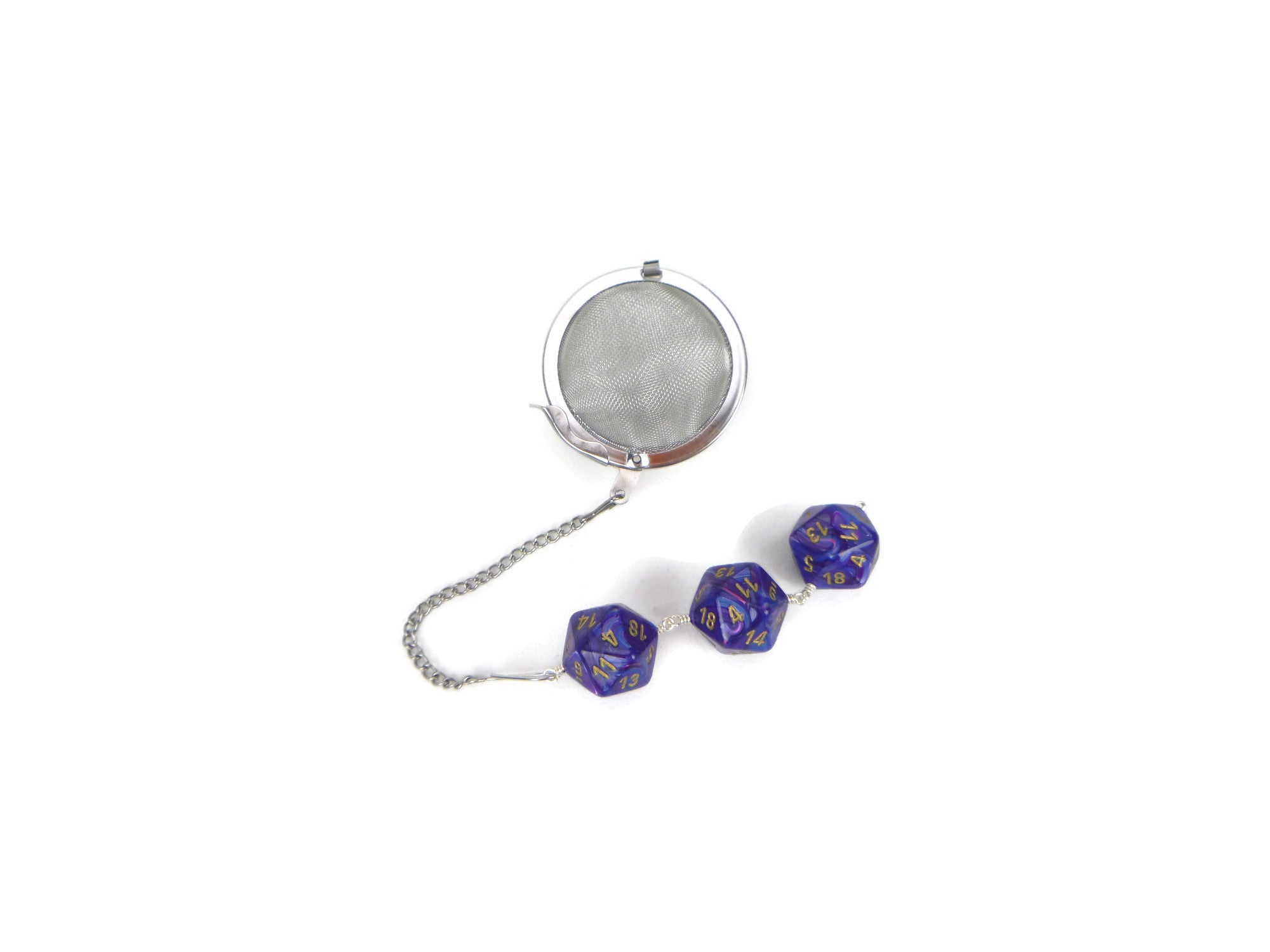 Tea Infuser with Swirled Royal Blue Dice Trio