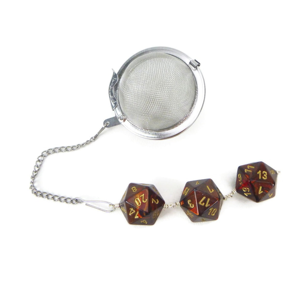 Tea Infuser with Swirled Red Copper Dice Trio