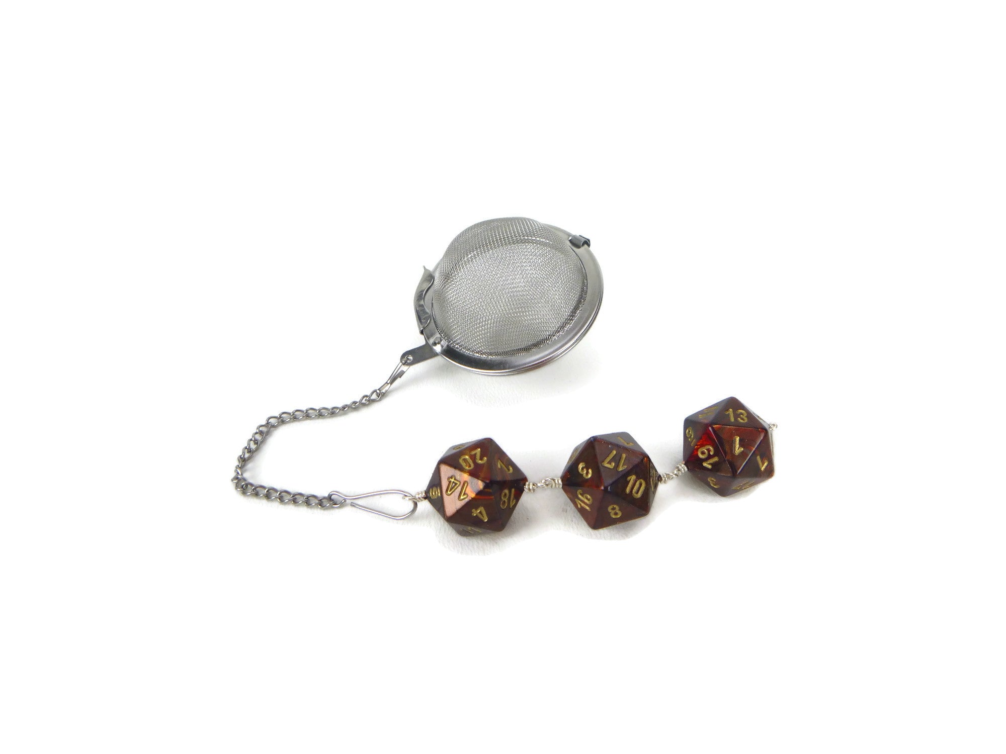 Tea Infuser with Swirled Red Copper Dice Trio