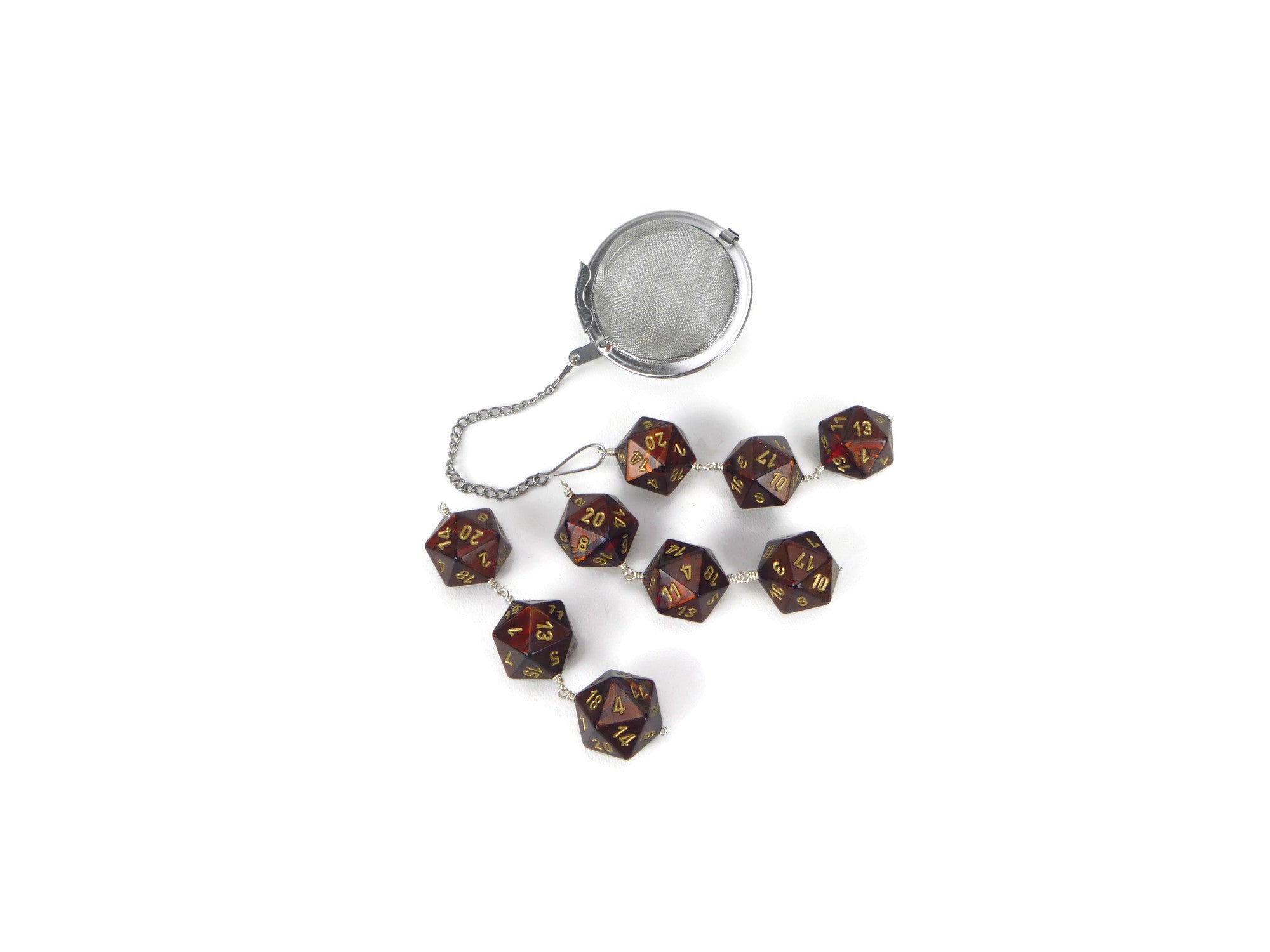 Tea Infuser with Swirled Red Copper Dice Trio
