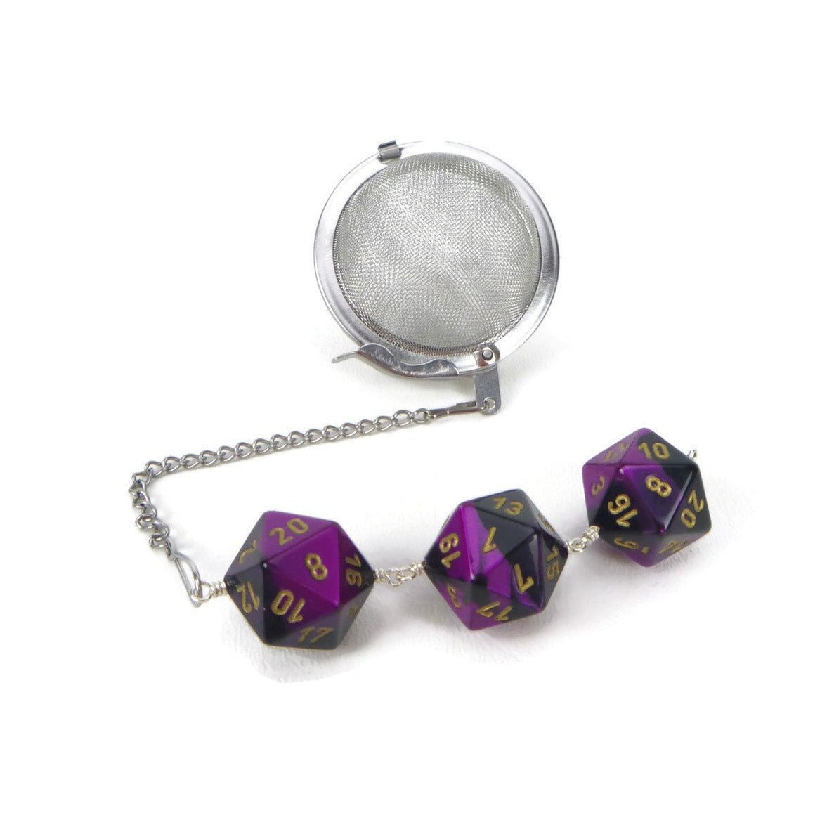 Tea Infuser with Purple and Black Dice Trio