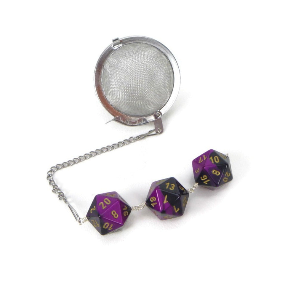 Tea Infuser with Purple and Black Dice Trio