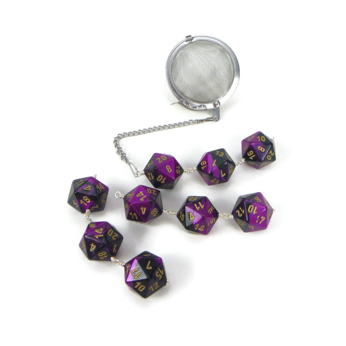Tea Infuser with Purple and Black Dice Trio
