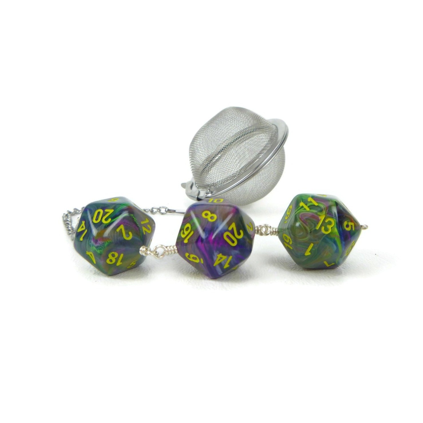 Tea Infuser with Earthy Tie-dye dice trio