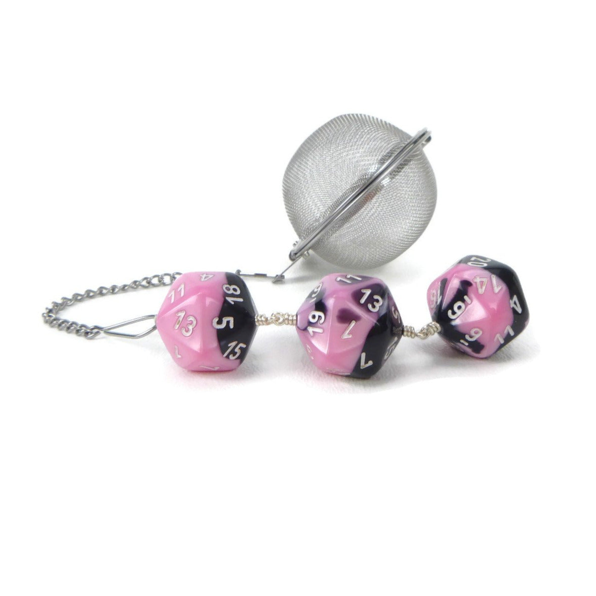 Tea Infuser with Pastel Pink and Black Dice Trio