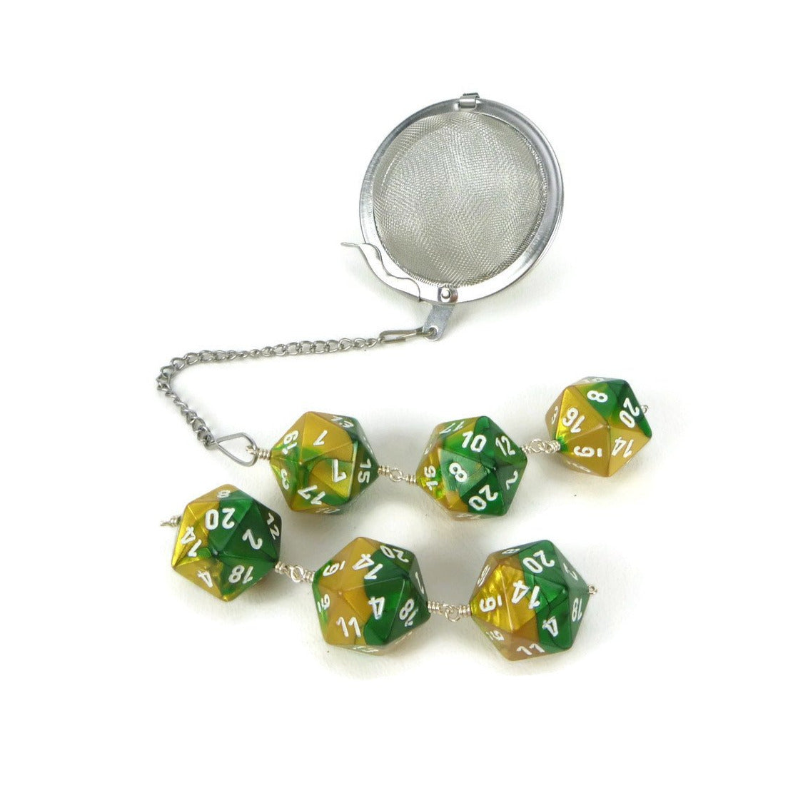 Tea Infuser with Green and Gold Dice Trio