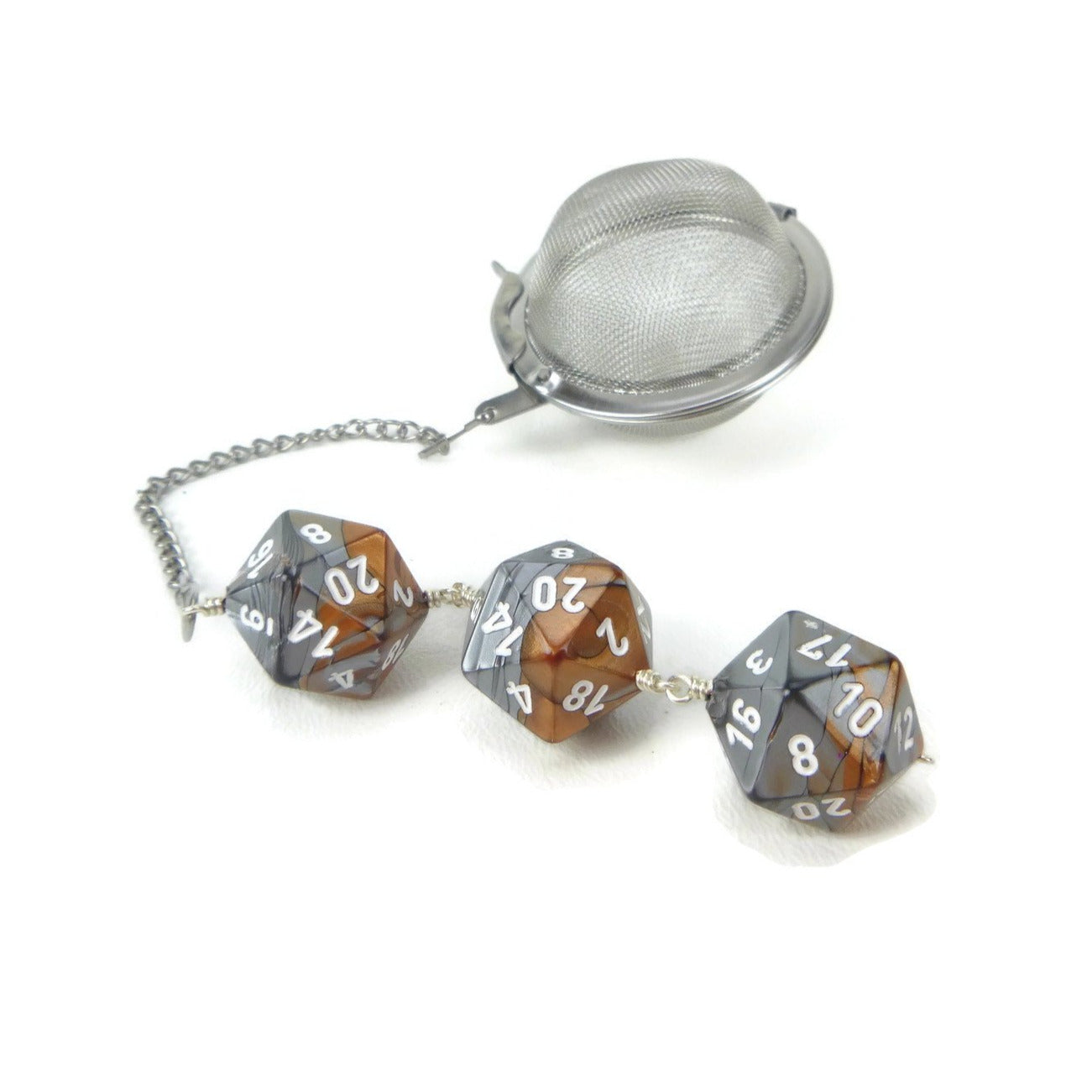 Tea Infuser with Copper and Silver Dice Trio