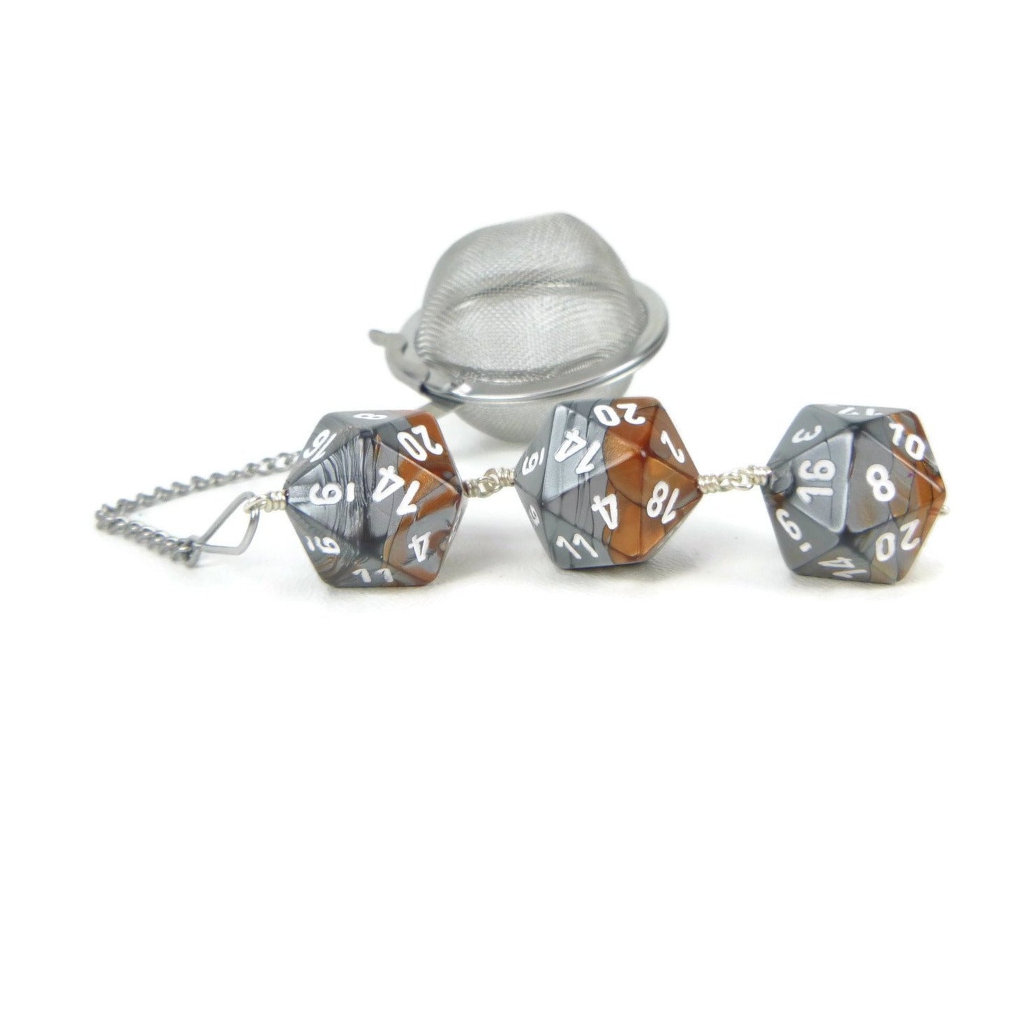 Tea Infuser with Copper and Silver Dice Trio
