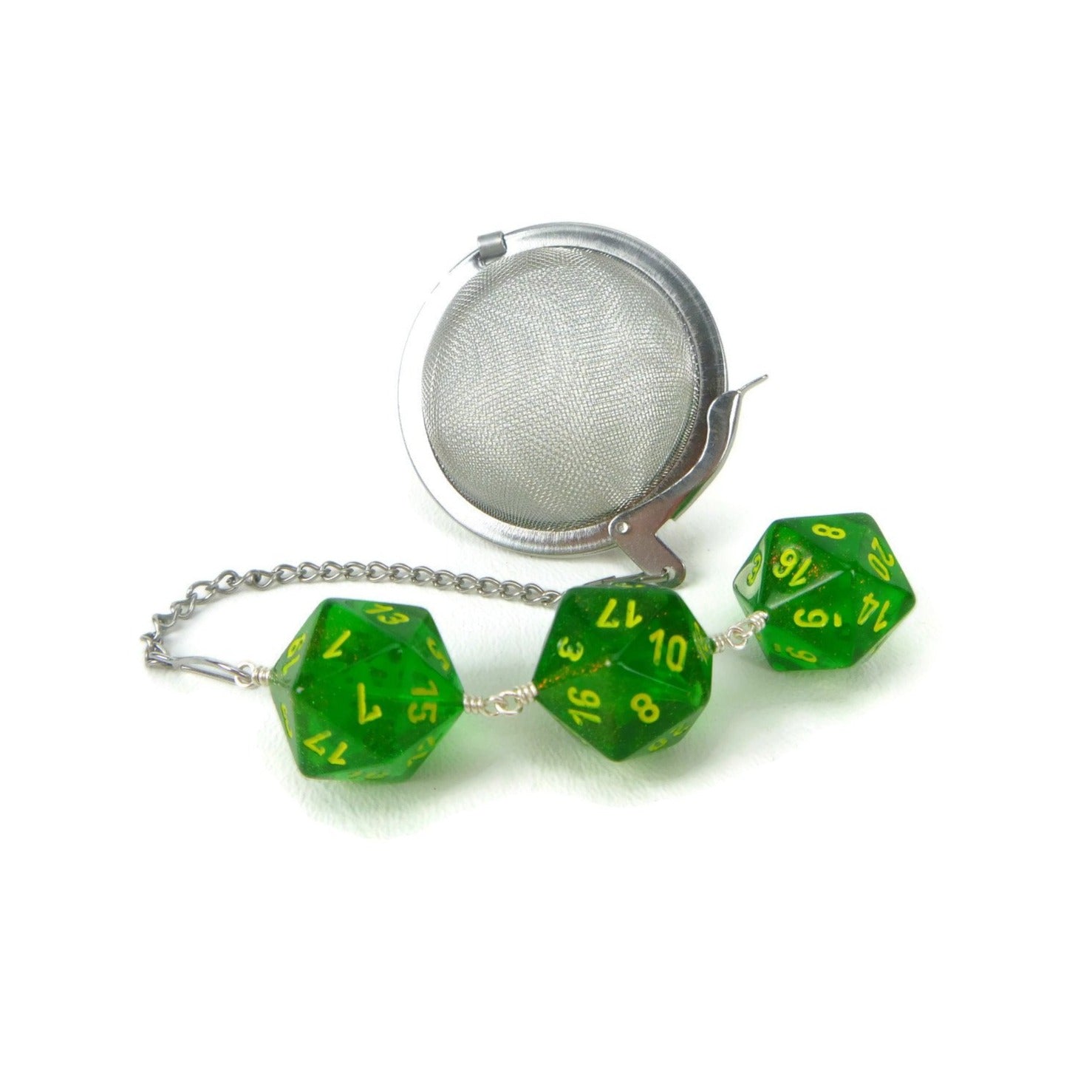 Tea Infuser with Green Borealis Dice Trio