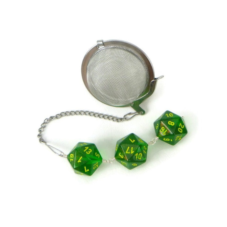 Tea Infuser with Green Borealis Dice Trio