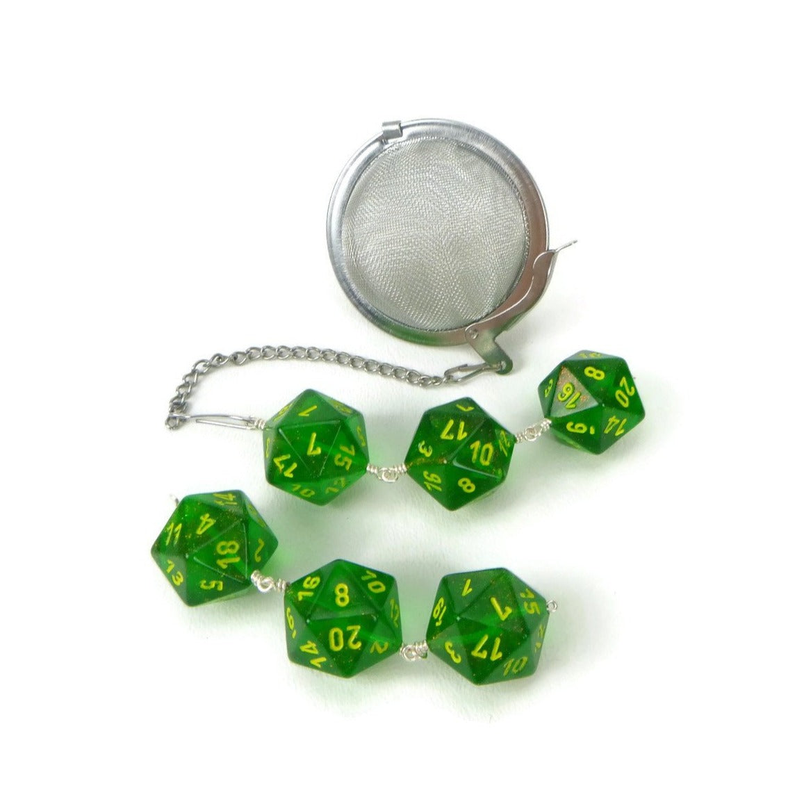 Tea Infuser with Green Borealis Dice Trio
