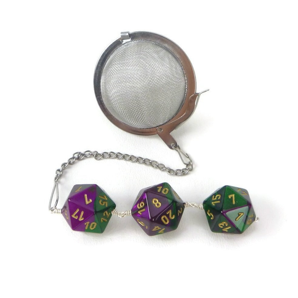 Tea Infuser with Green and Purple Dice Trio