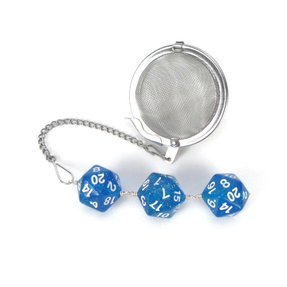 Tea Infuser with Blue Glitter Dice Trio