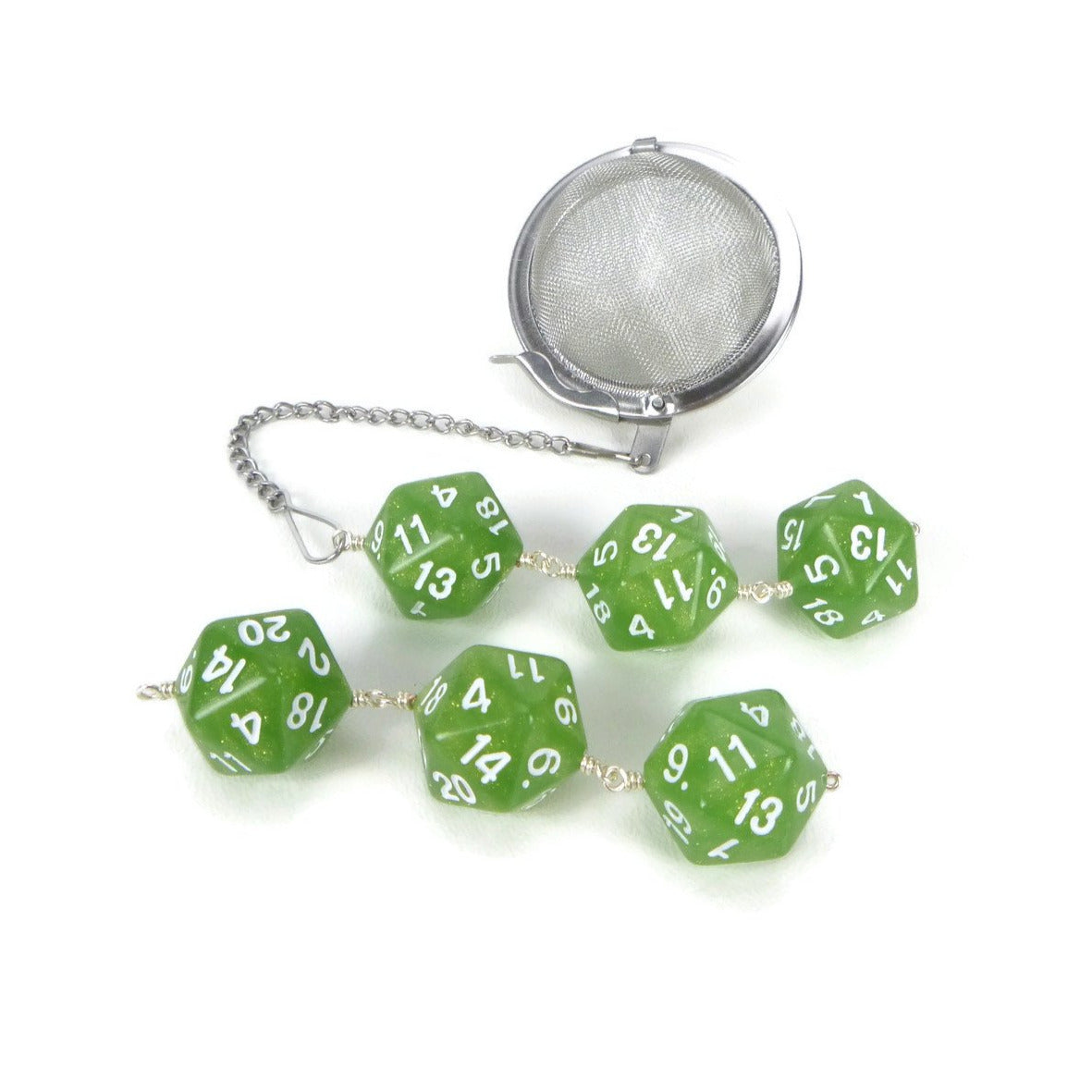 Tea Infuser with Green Pearl Dice Trio