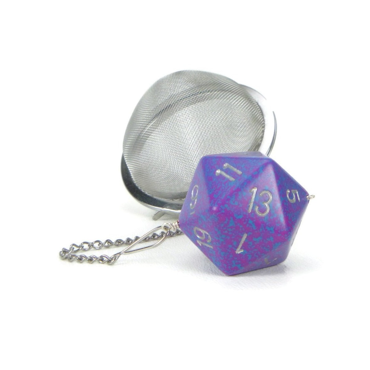 3 Inch Tea Infuser Ball with Large d20 - Tetra Purple