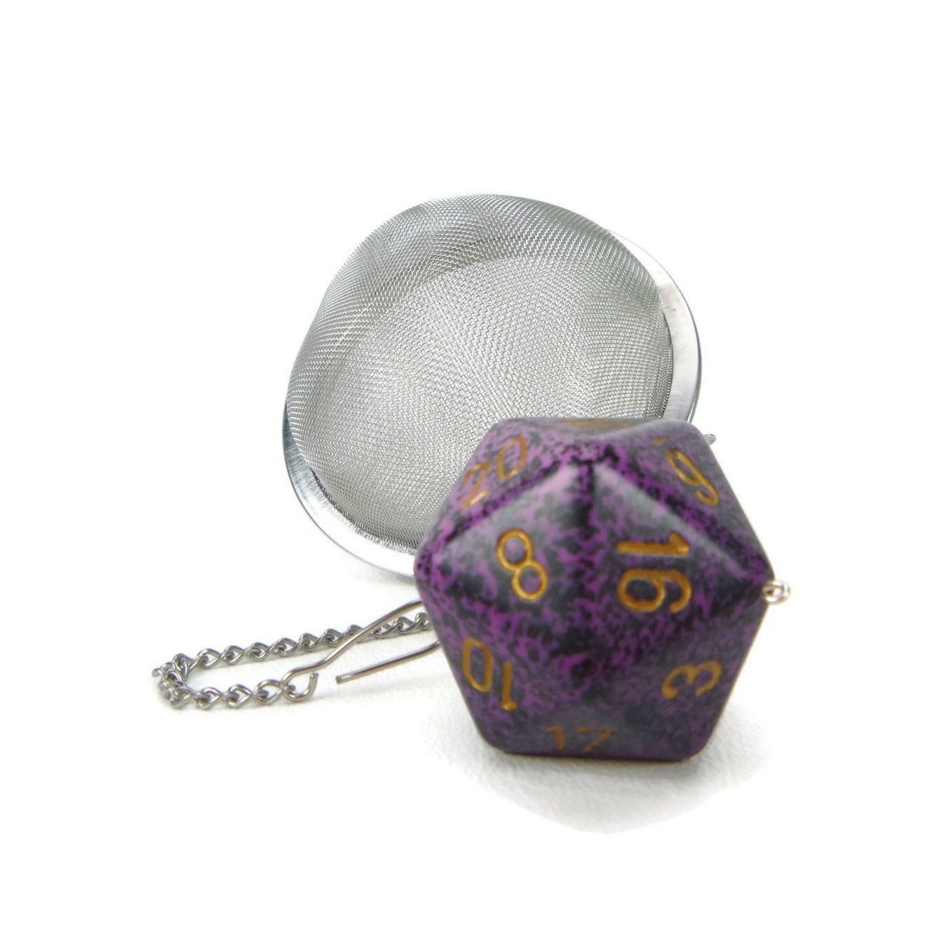 3 Inch Tea Infuser Ball with Large d20 - Hurricane Purple