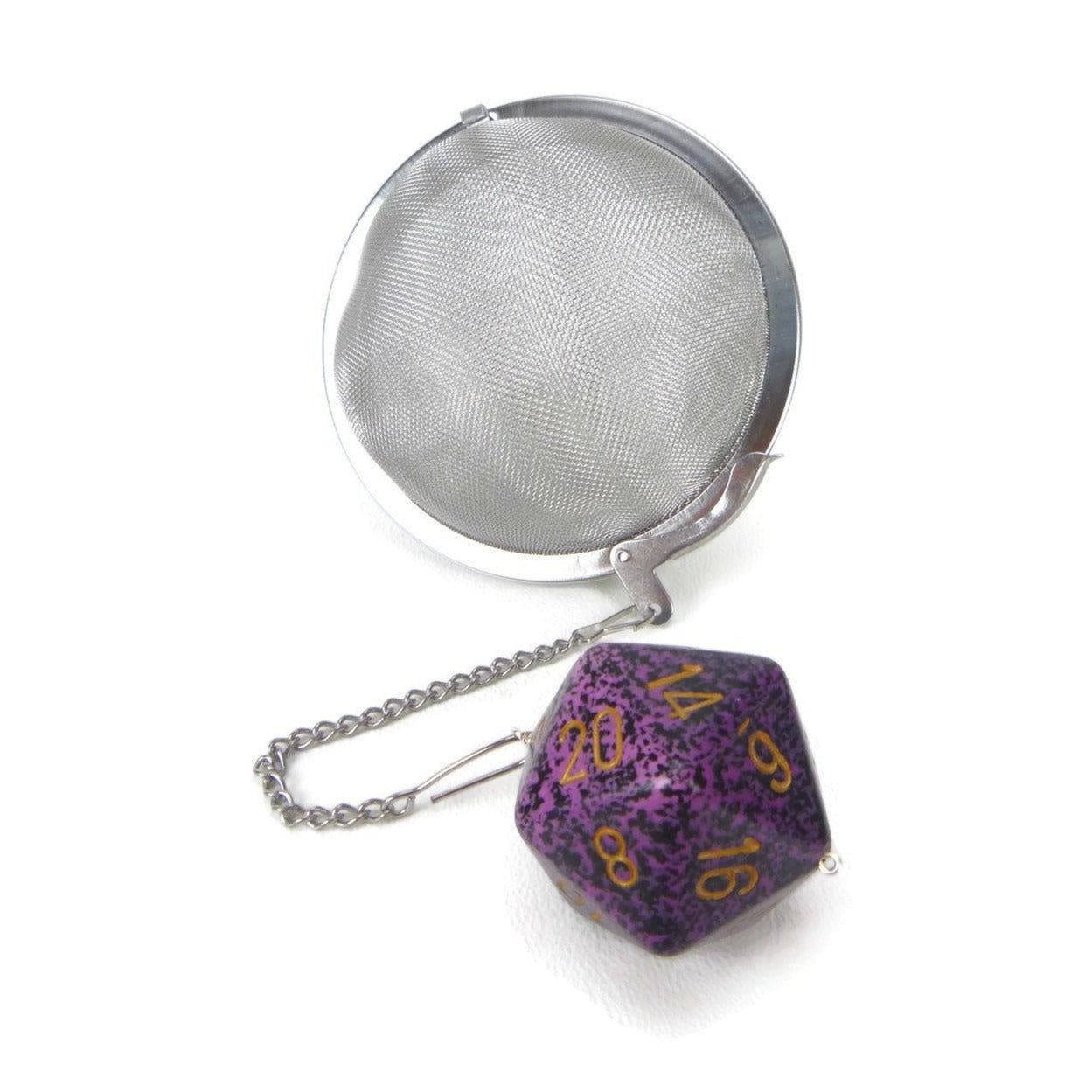 3 Inch Tea Infuser Ball with Large d20 - Hurricane Purple