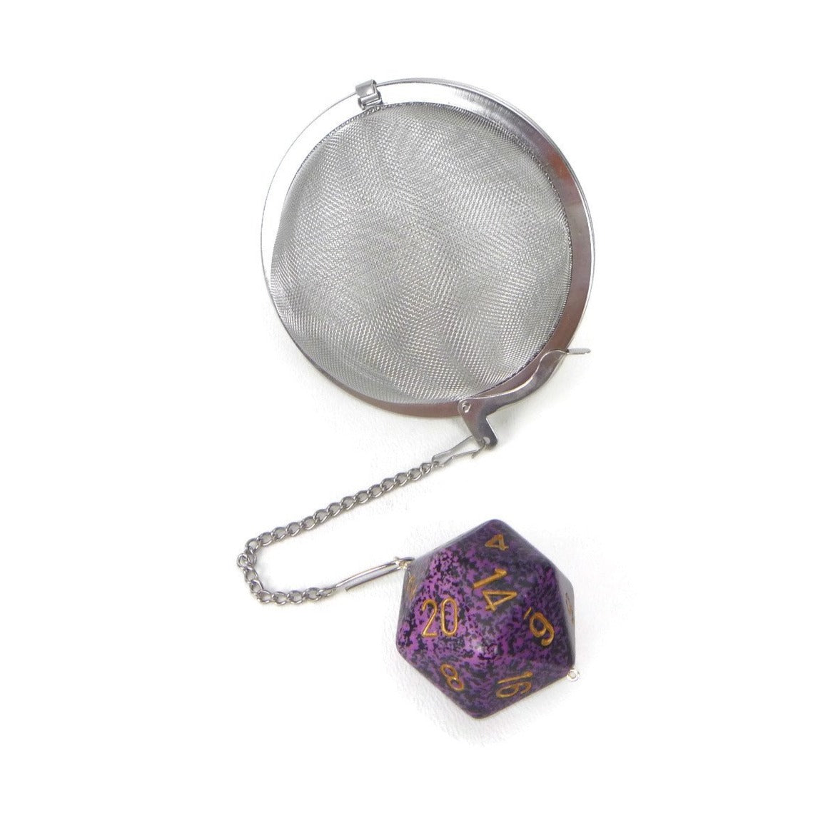 3 Inch Tea Infuser Ball with Large d20 - Hurricane Purple
