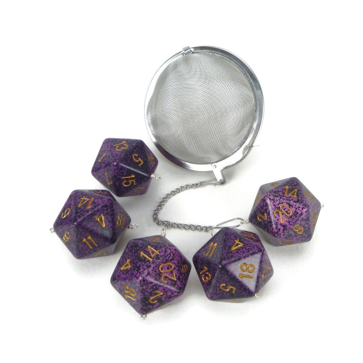 3 Inch Tea Infuser Ball with Large d20 - Hurricane Purple