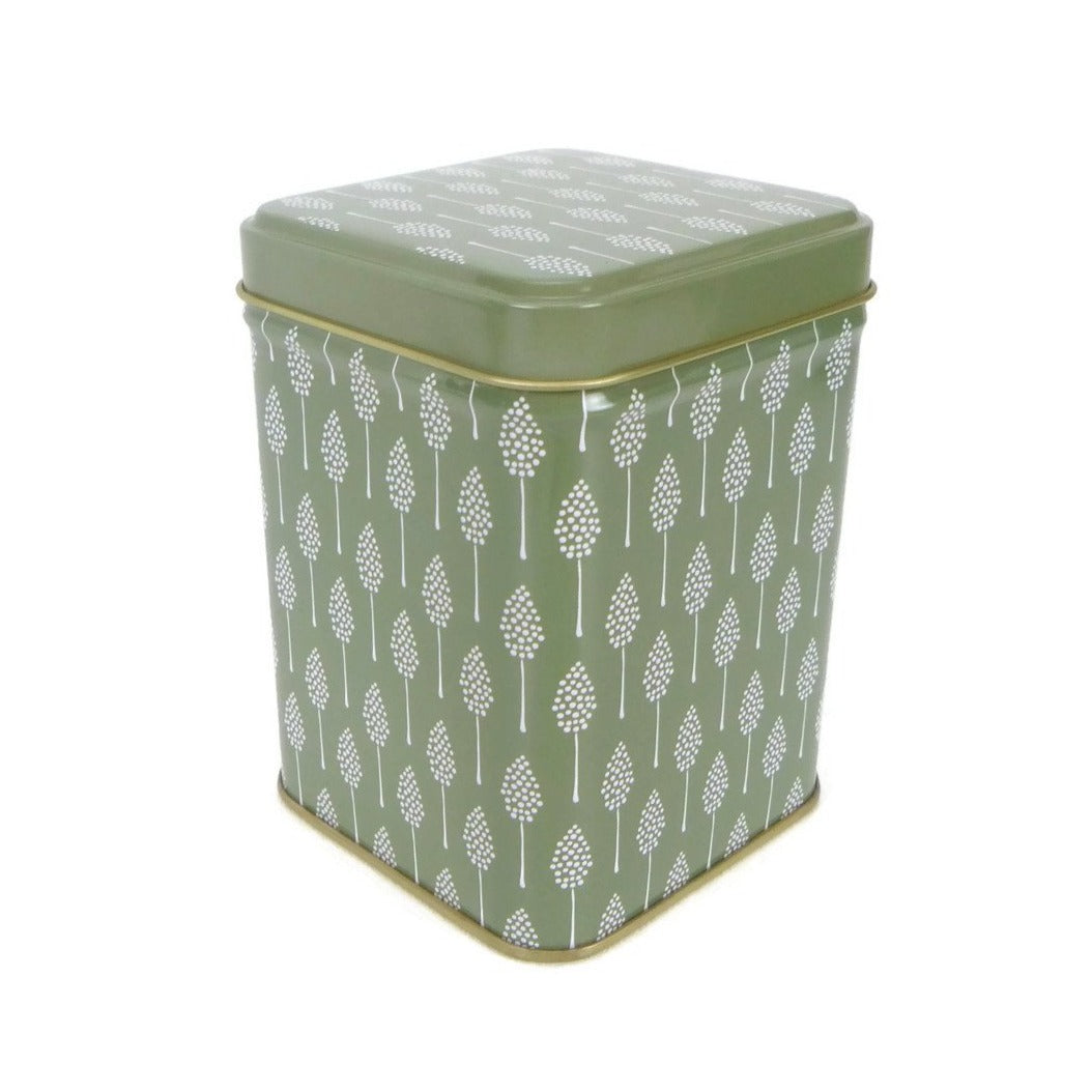 Square Tin in Green Trees Pattern - 3.5oz