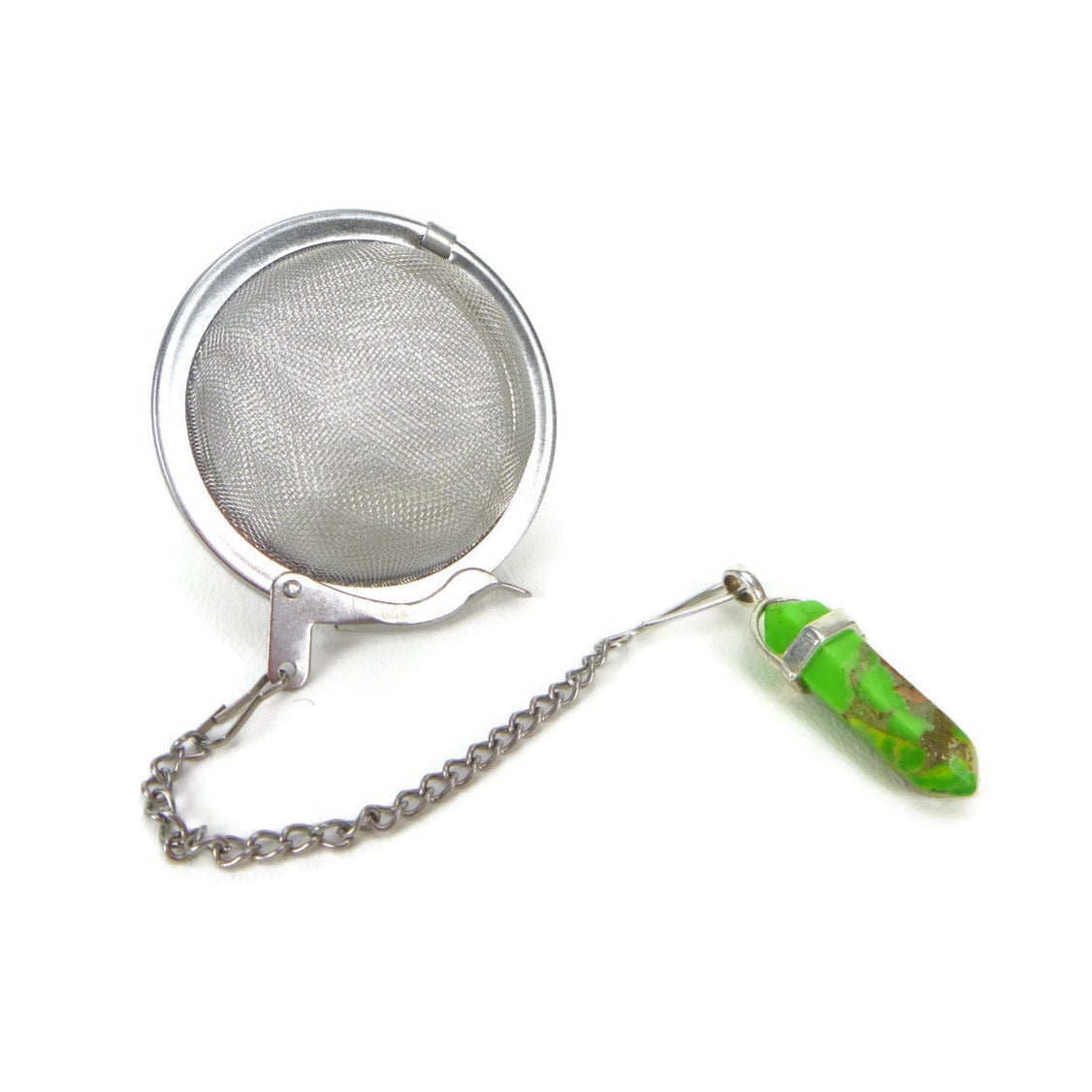 Tea Infuser with Mini Crystal Point Charm (Pick your stone!)