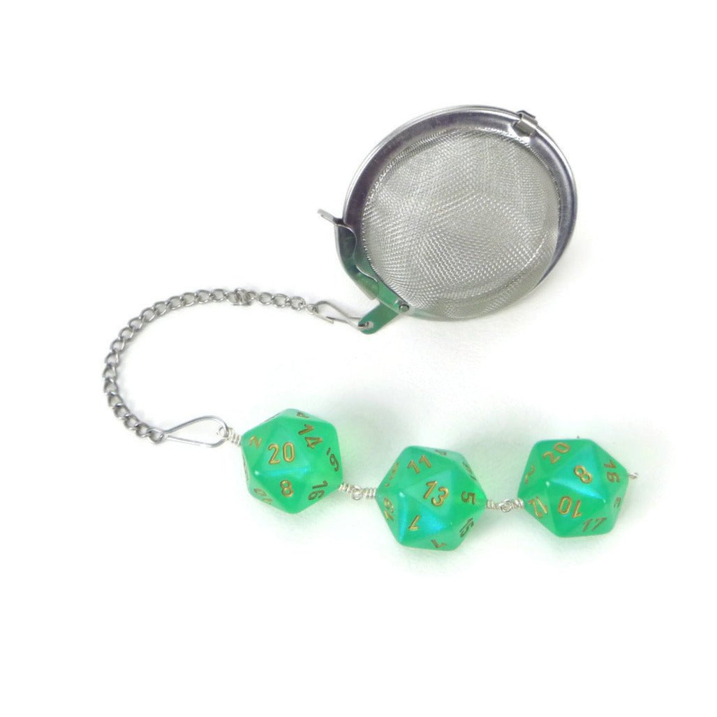 Tea Infuser with Light Green Borealis Dice Trio